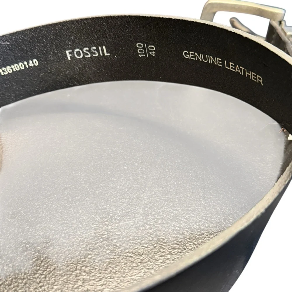 Fossil Black Leather Belt with Metal Buckle
